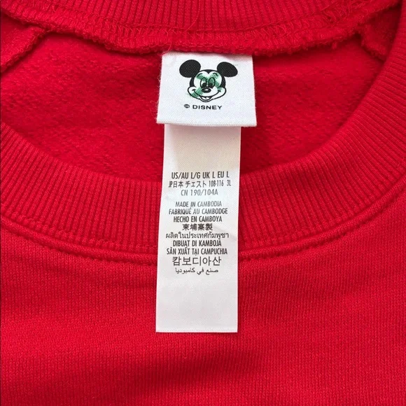 NWT Disney Red Crewneck Sweater with Mickey Mouse Disneyland L or XL - Picture 4 of 6